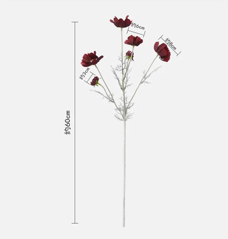 5 Stück Kunstblumen aus Flockseide, Kosmos-Seidenblumen, Heimdekoration, Ornament für Party, Hochzeit, Blumenarrangement, künstliche Gesang-Blume – Detail 2