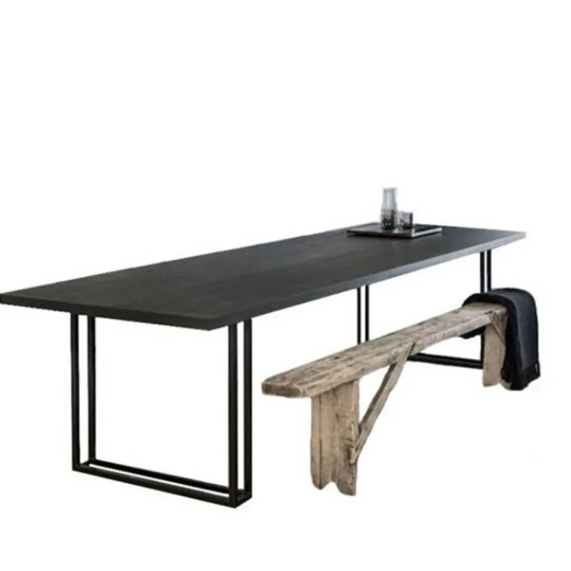 American solid wood conference table, long table loft industrial style computer desk