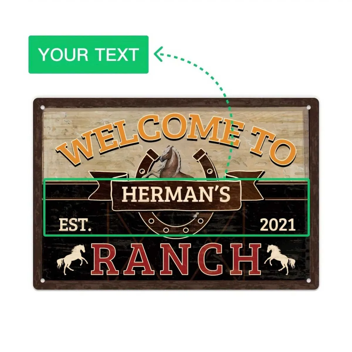 2D Flat Metal Tin Sign Farmhouse Ranch Decor Personalized Wall Art
