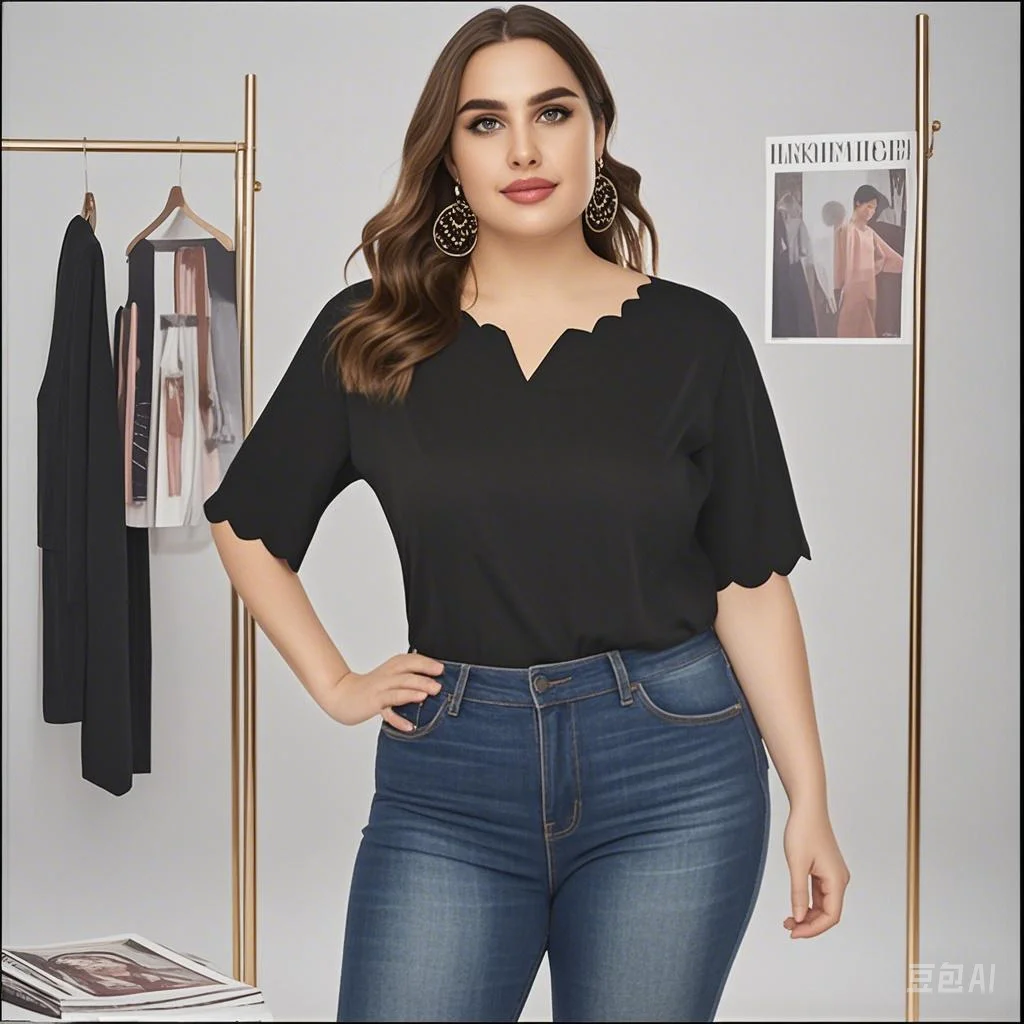 

Summer Must-Have! Plus-Size Women's Oversized Cotton T-Shirt with Wave Hem -Casual Crewneck Short Sleeve Top for Vacation & Home