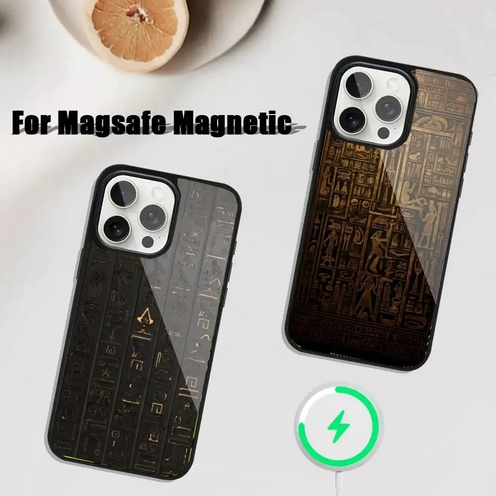 

Ancient Egyptian murals Phone Case For iPhone 17,16,15,14,13,12,11,Pro,Max,Plus,Mini,SE4,E Magnetic Magsafe Wireless Charging