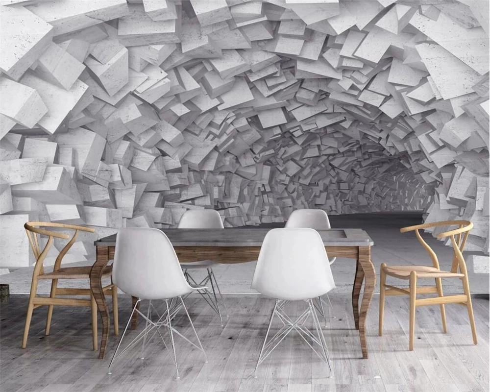 Customized wallpaper 3D European retro extension space tunnel industrial wind mural Living room TV background bedroom restaurant