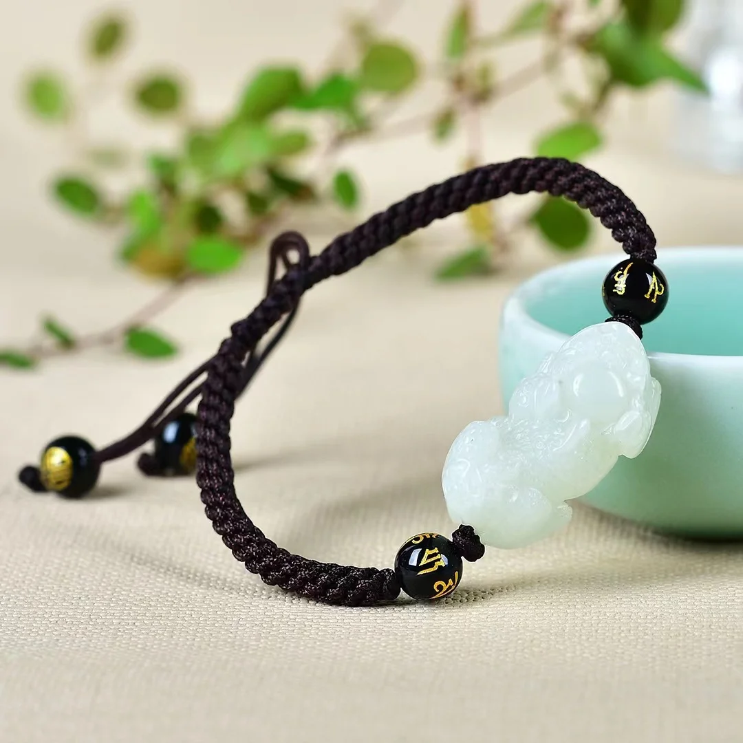 Exquisite Hetian Jade Fortune Pixiu Bracelet Jewelry 1670A#