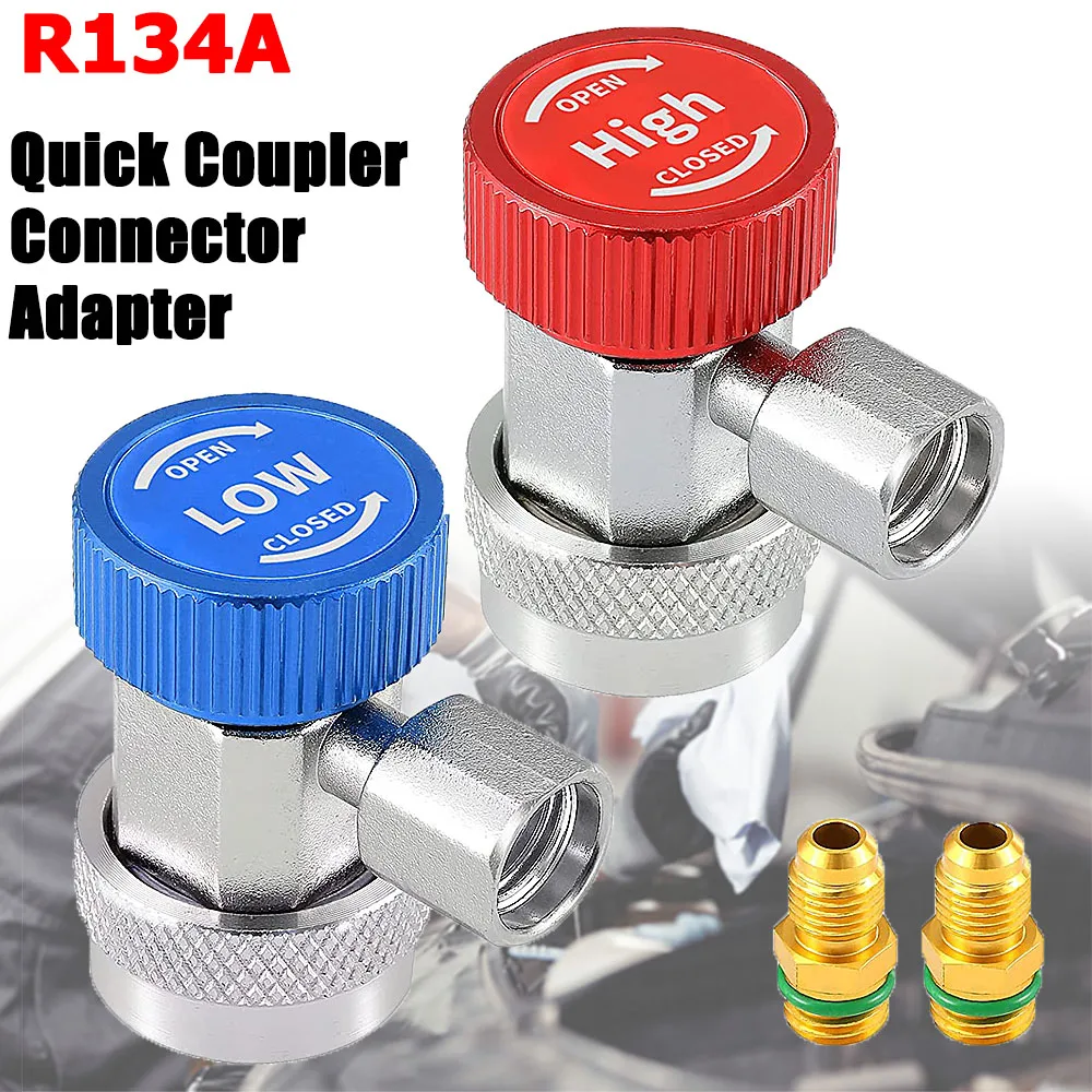 

AC Condition Quick Coupler Adapter High Low Manifold Gauge Connector R134A Refrigerant Quick Fitting Air Conditioning Adapter