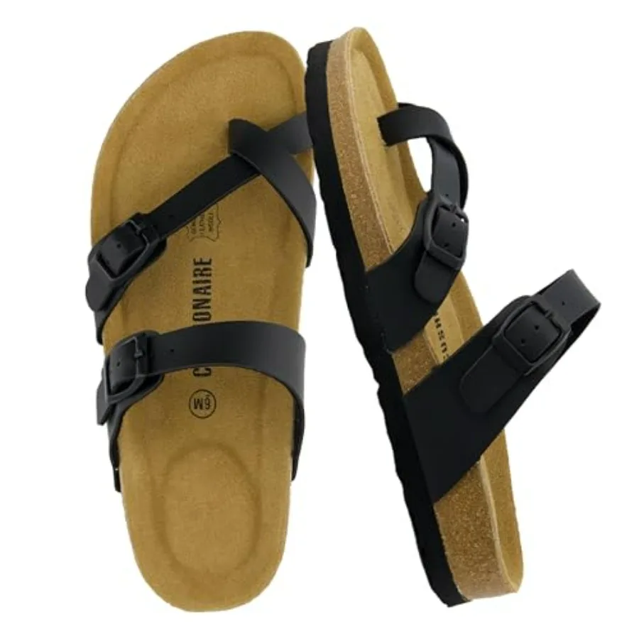 

Luna Sandals for Women, Cork Footbed Womens Sandals for Summer Comfort with Adjustable Straps, Wide Width Available