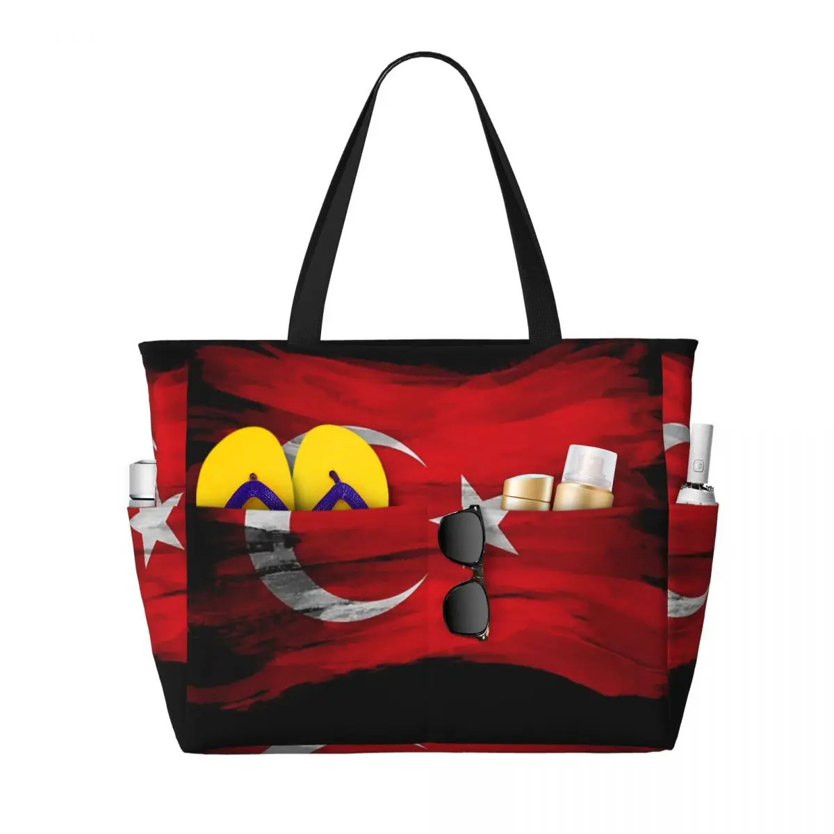 The Republic Of Turkey Flag Beach Tote Bag Sport Gym Yoga Duffle Large Tote Bag Women Travel Bag Fitness bag