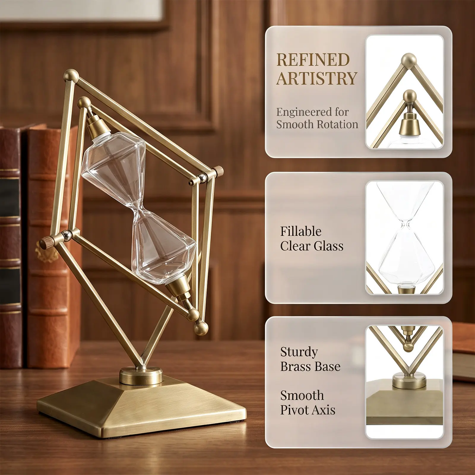 Vintage 360 Rotating Empty Hourglass DIY Sand Timer Wedding Unity Fillable Sandglass Ornament Retro Sand Timer Decoration