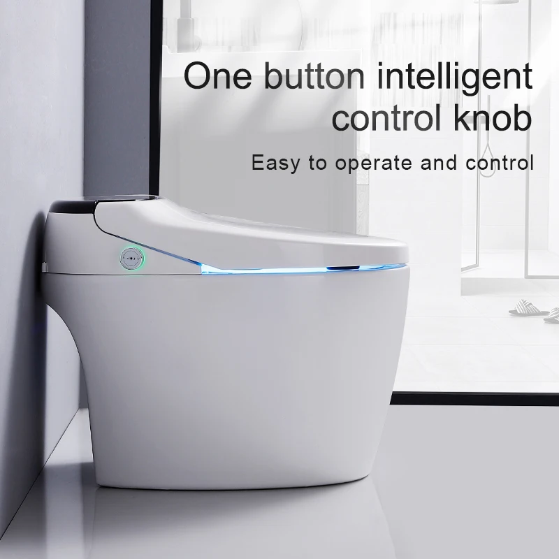 110V One-Piece Ceramic Smart Intelligent Toilet Floor Mounted Elongated Bowl Remote Control Seat Heating S-Trap Included