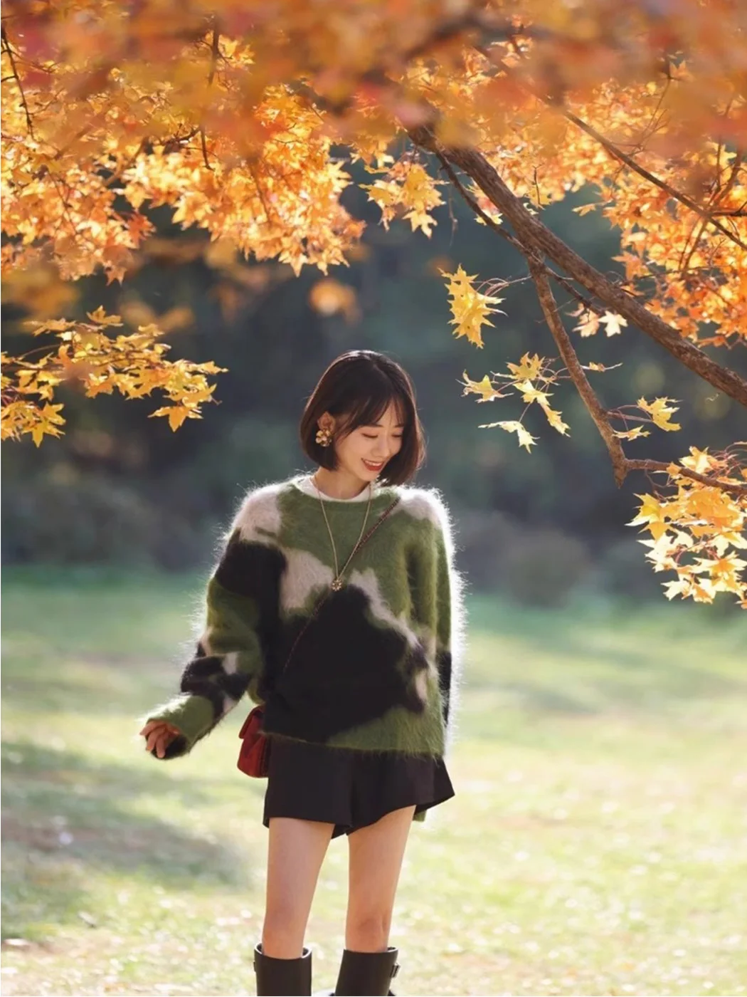 Navy Green Mohair Lazy Oaf Pullover Feminino Autumn Crop Knitted Sweater Winter Clothes Women Harajuku Korean Cute Blusa Termica