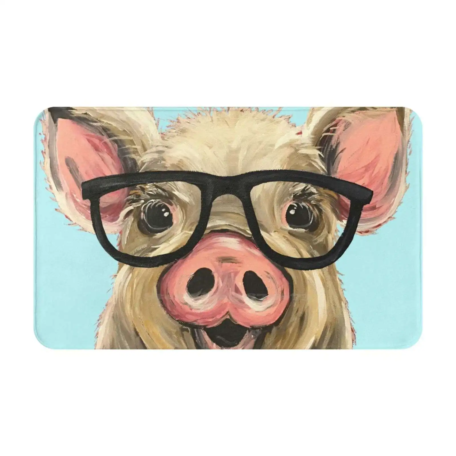 Cute Pig Art Pig With Glasses Soft Cushion Car Home Carpet Door Mat Cute Pig Pig Painting Pig Phone Skin Pig Art Colorful Pig