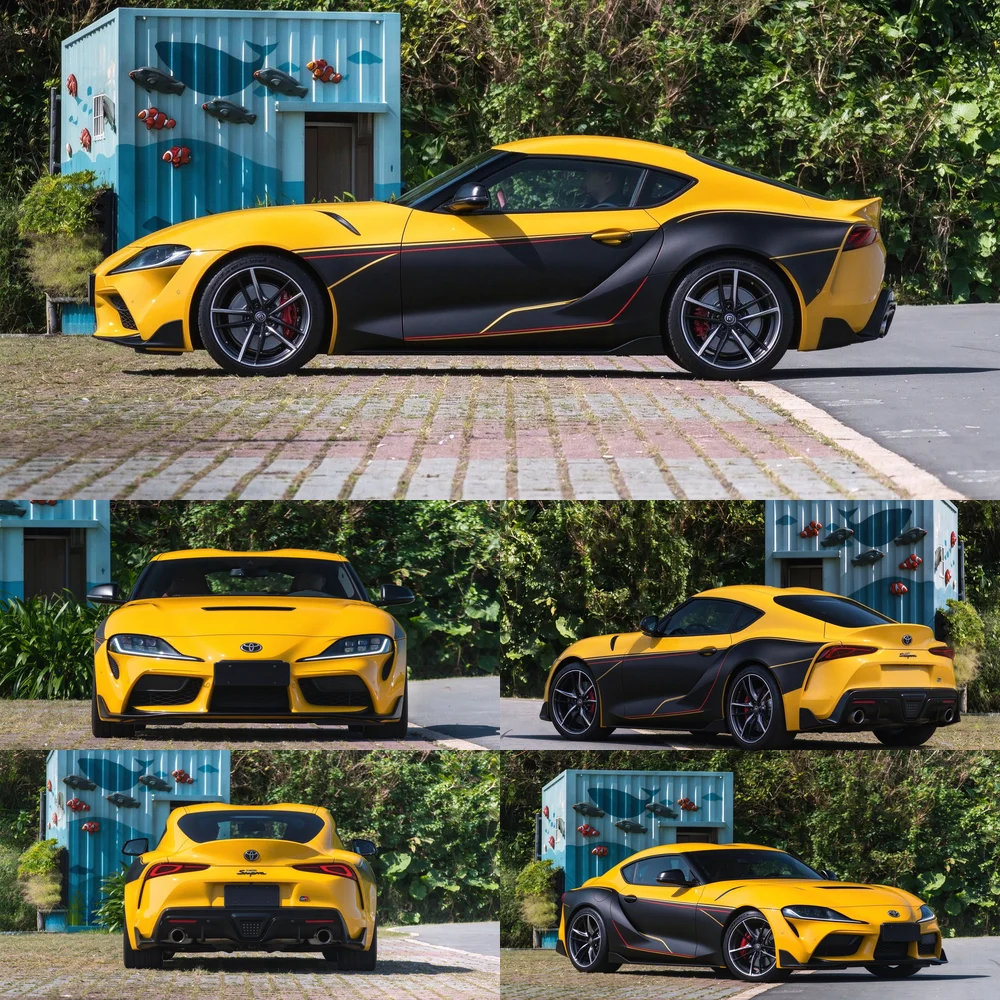 For Toyota GR Supra Racing Side Stripes Vinyl Decal Car Side Skirt Sticker Waterproof Car Body Graphics Auto Styling Accessories