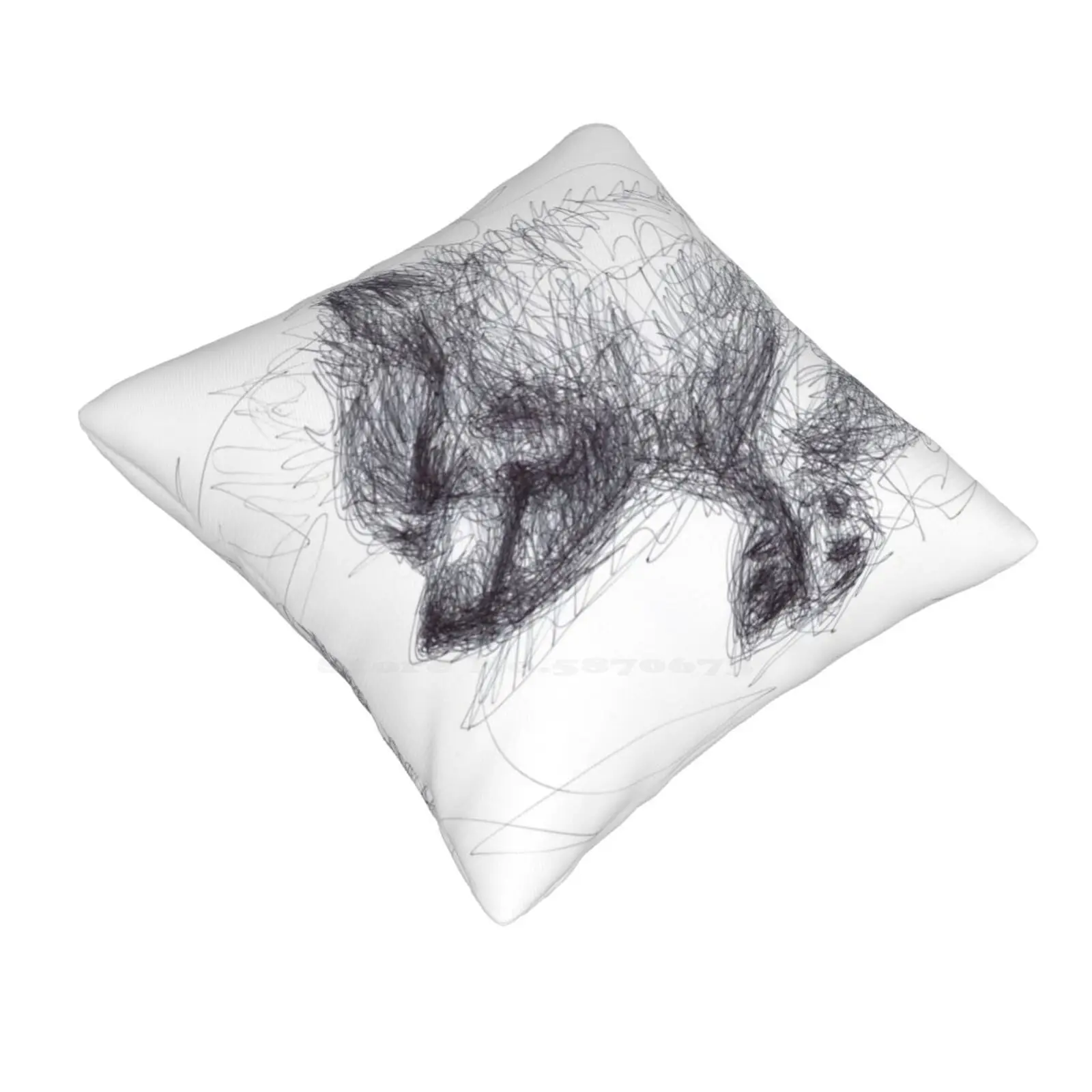 Omi The Sleepy Boy-Ballpoint Pen Sketch Funny Cute Decor Square Pillowcase Dog Cute Sleepy Puppy Pet Sketch Ballpoint Pen