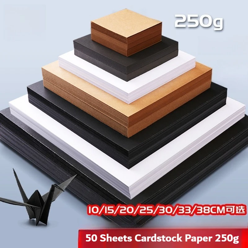 50 Blatt Kartonpapier, Schwarz/Weiß/Kraft, 250 g, schweres Baupapier für Kartenherstellung, Drucken, Zeichnen, Scrapbooking, Schneiden