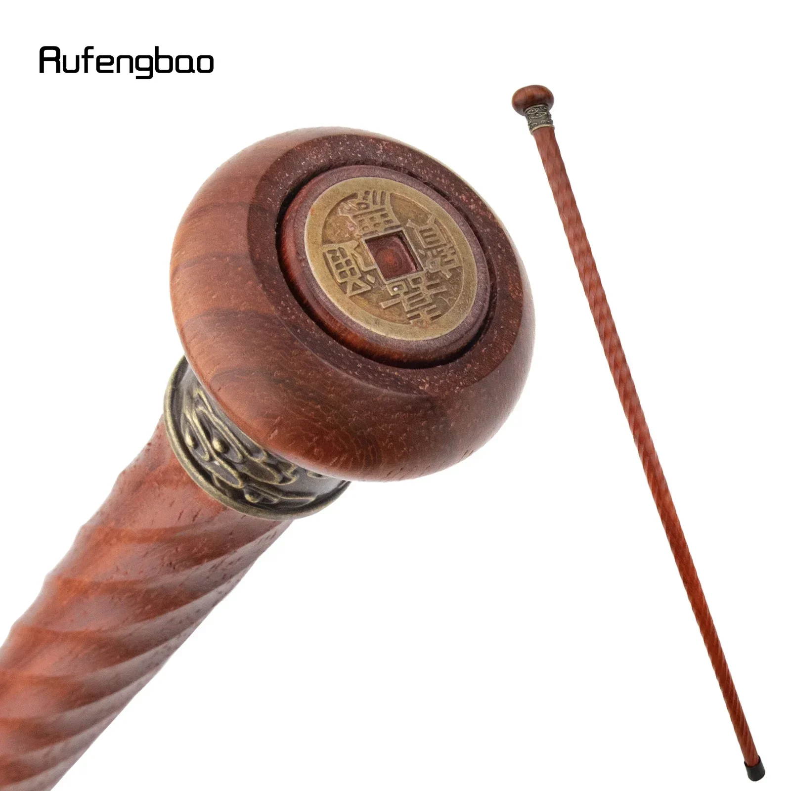 Copper Rotate Round Wooden Traditional Fashion Stick Decorative Cospaly Party Wood Walking Cane Steampunk & Everyday Use 95cm