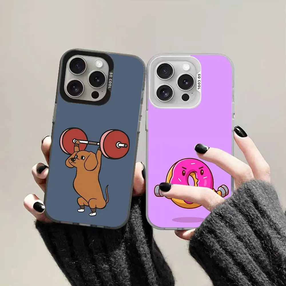 Gym Fitness Bodybuilding Phone Case For IPhone 16 15 14 13 12 11 Pro Max Plus Color Shockproof Back Silver Cover