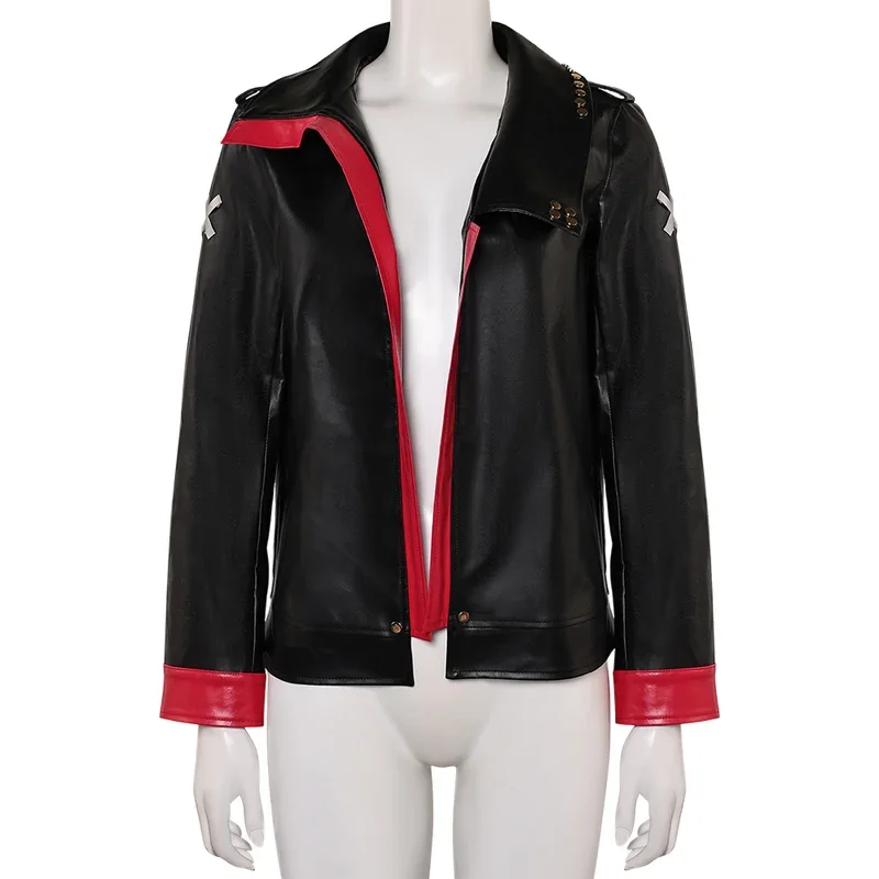 EE01 LOL Arcane Vi Cosplay Black PU Jacket Coat Wigs Disguise Costume for Women Jacket Roleplay Outfits Halloween Carnival C&0Ww