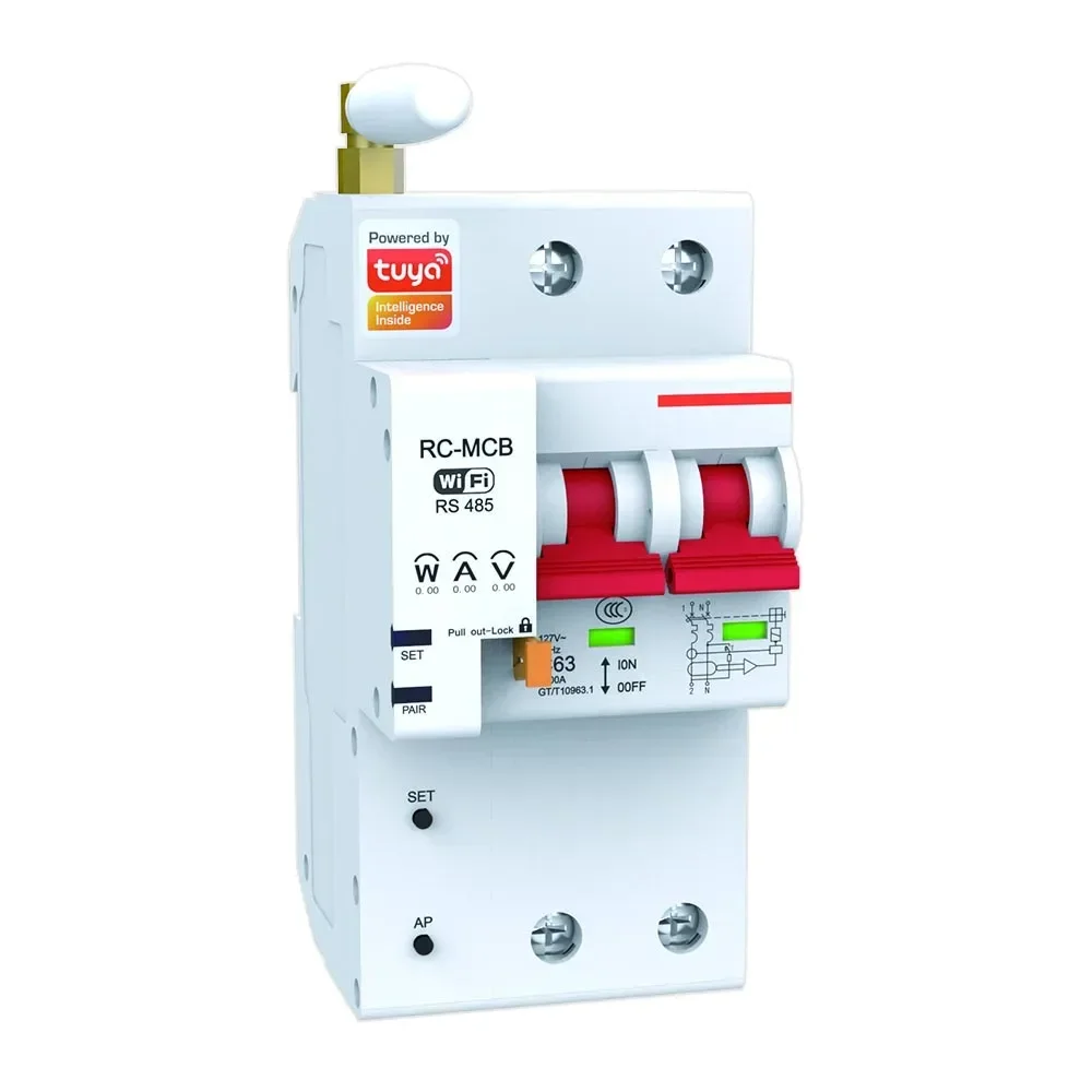SZMYQ 2P RCBO MCB interruptor Tuya Zigbee productos para el hogar inteligente Mini medidor de potencia y disyuntor de protección contra fugas 16A 100A