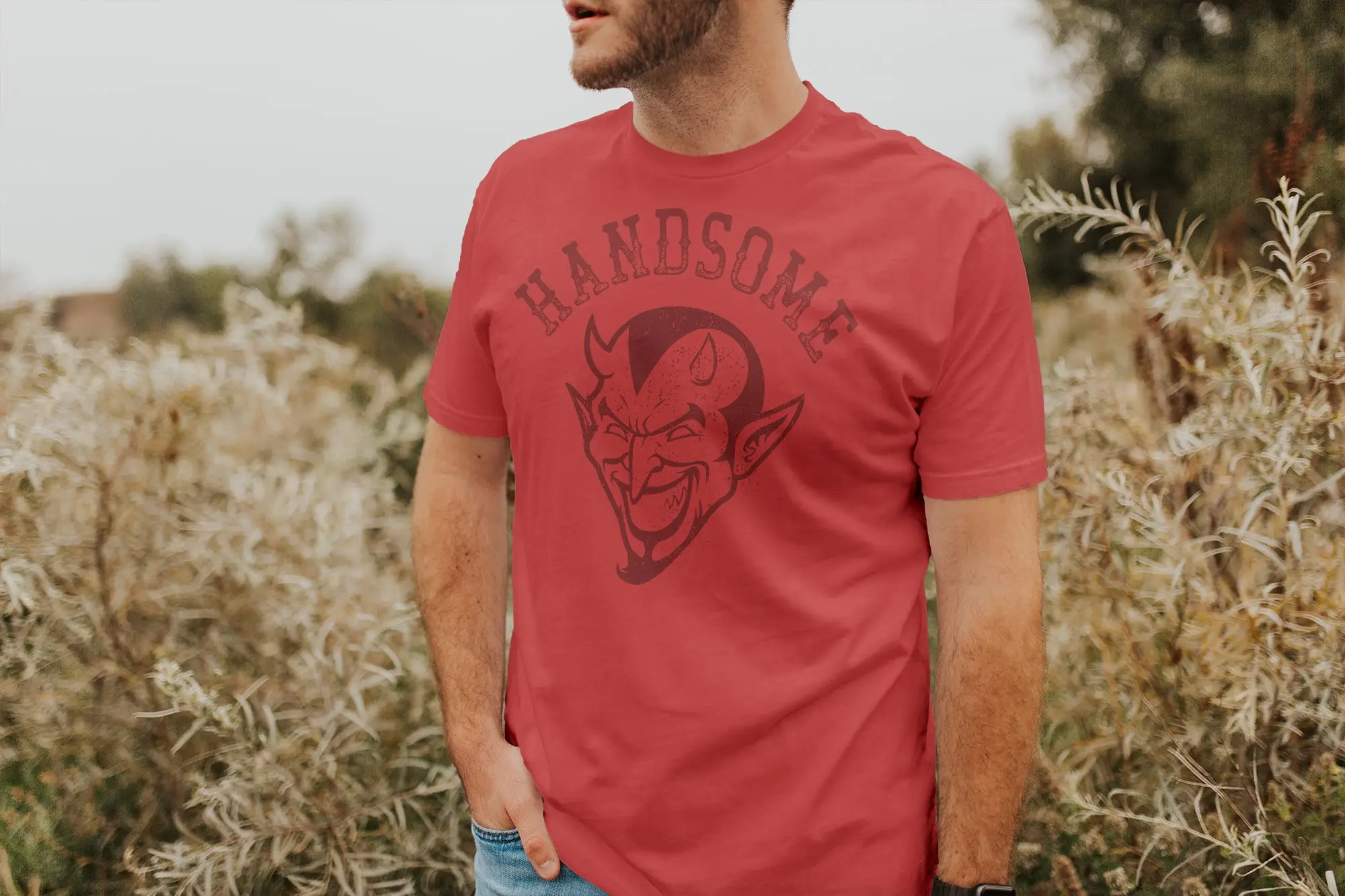 Handsome Devil T Shirt Funny Halloween Costume Soft comfortable Vintage triblend tee