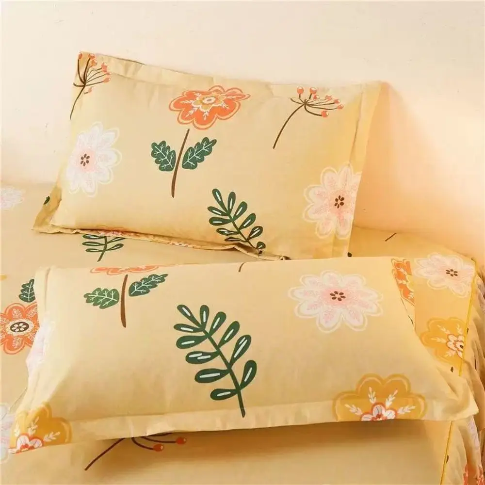 Dust-proof Double Lace Bed Skirt Three-piece Set Floral Printed 120/150/180CM 3in1 Bedsheet Set Thickening Bedsheet Pillowcase