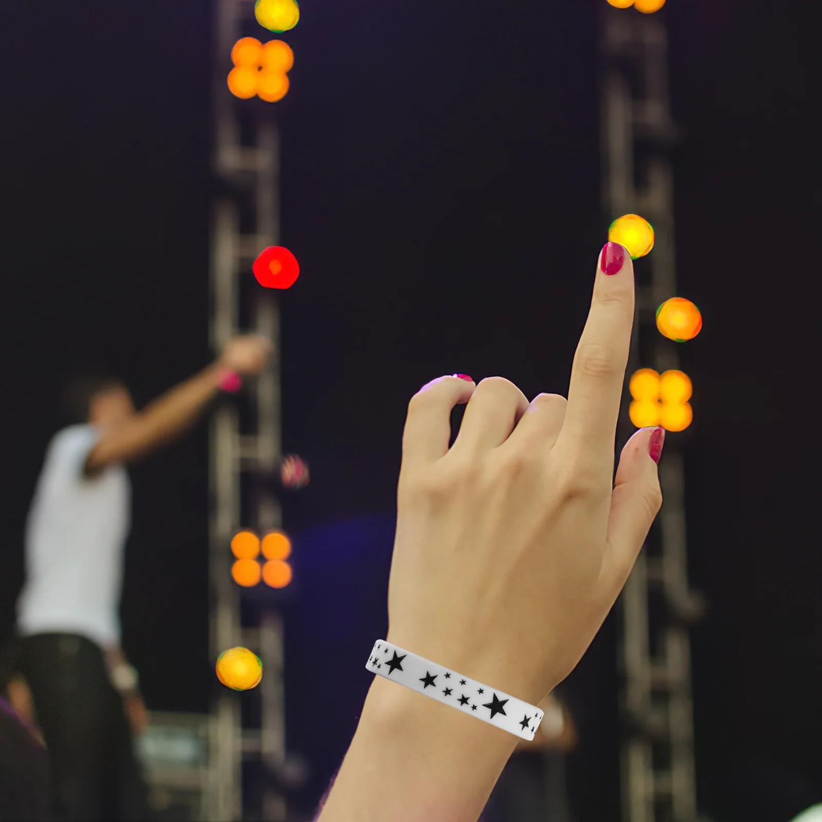 

6Pcs Silicone Bracelets Comfortable Stretch Wristbands Star Pattern Elastic Decorative Bands Party Favors Wrist Charm Unisex