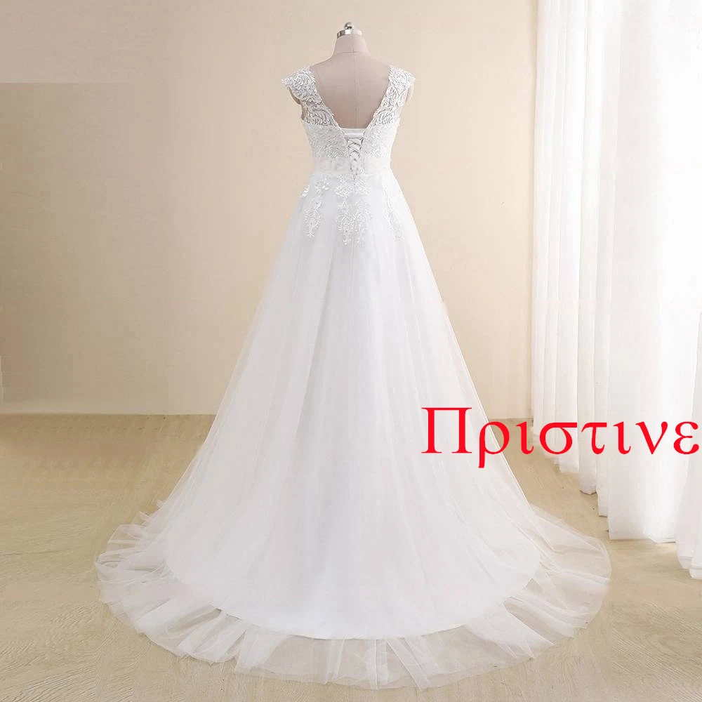 

Customized White Tulle Applique Wedding Party A-line Poretrait Long Dresses Elegant Formal Luxury Temperament Romantic Dresses