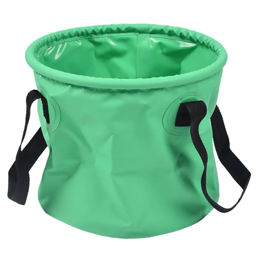 Large Capacity Water Bucket Container, Outdoor Camping Travel Liquid Folding Pack Carrier, Multi-Purpose Wash Bag - (Green)