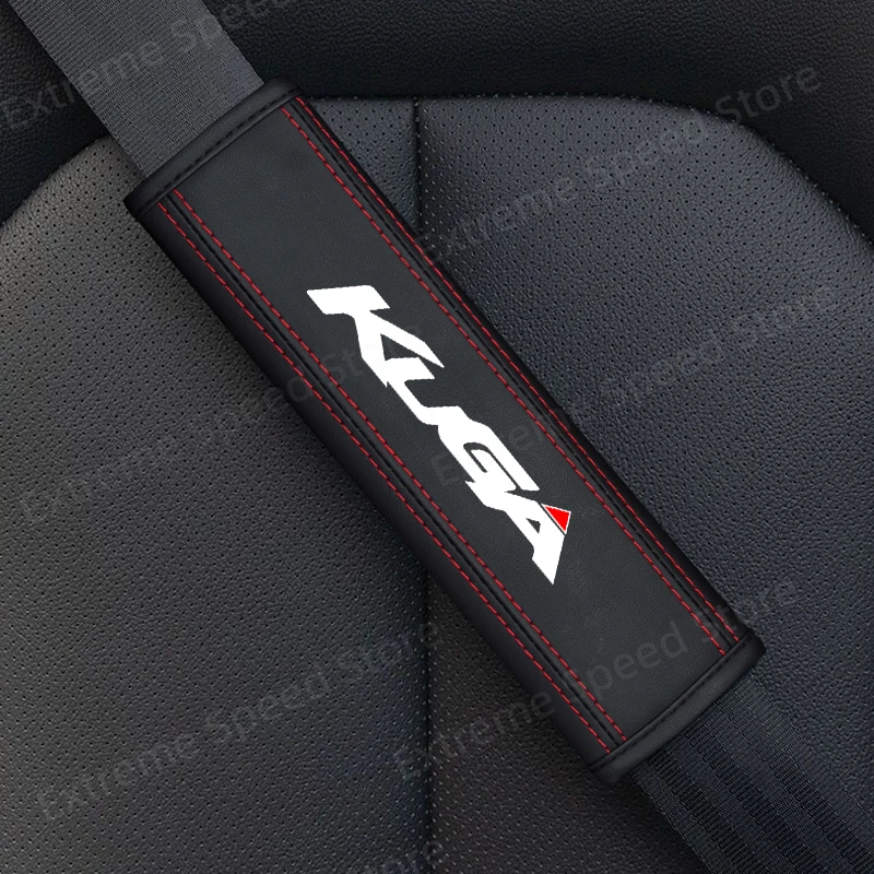 For Focus Fiesta Kuga Emblem EcoBoost Hybrid Leather Car Seat Belt Cushion Safety Belt Shoulder Protector Pad Accessories