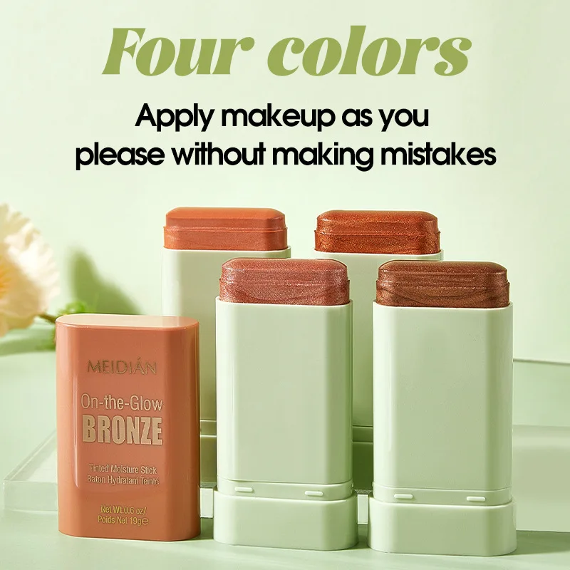 Multi-funcional destacando vara blush rosto maquiagem à prova dwaterproof água fácil cor rouge blush creme alto renderização de cor tom de pele