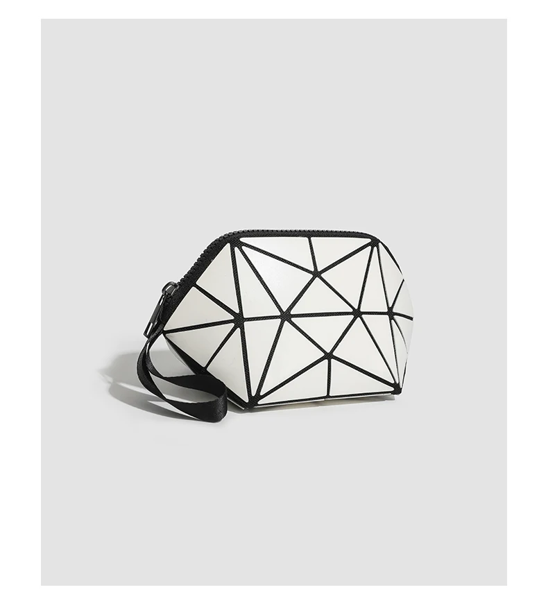 Einfache tragbare Make-up-Aufbewahrungstasche, leichte multifunktionale Tasche mit geometrischem Muster, Reise-Kulturbeutel, Münzgeldbörse, Kosmetiktasche – Detail 18