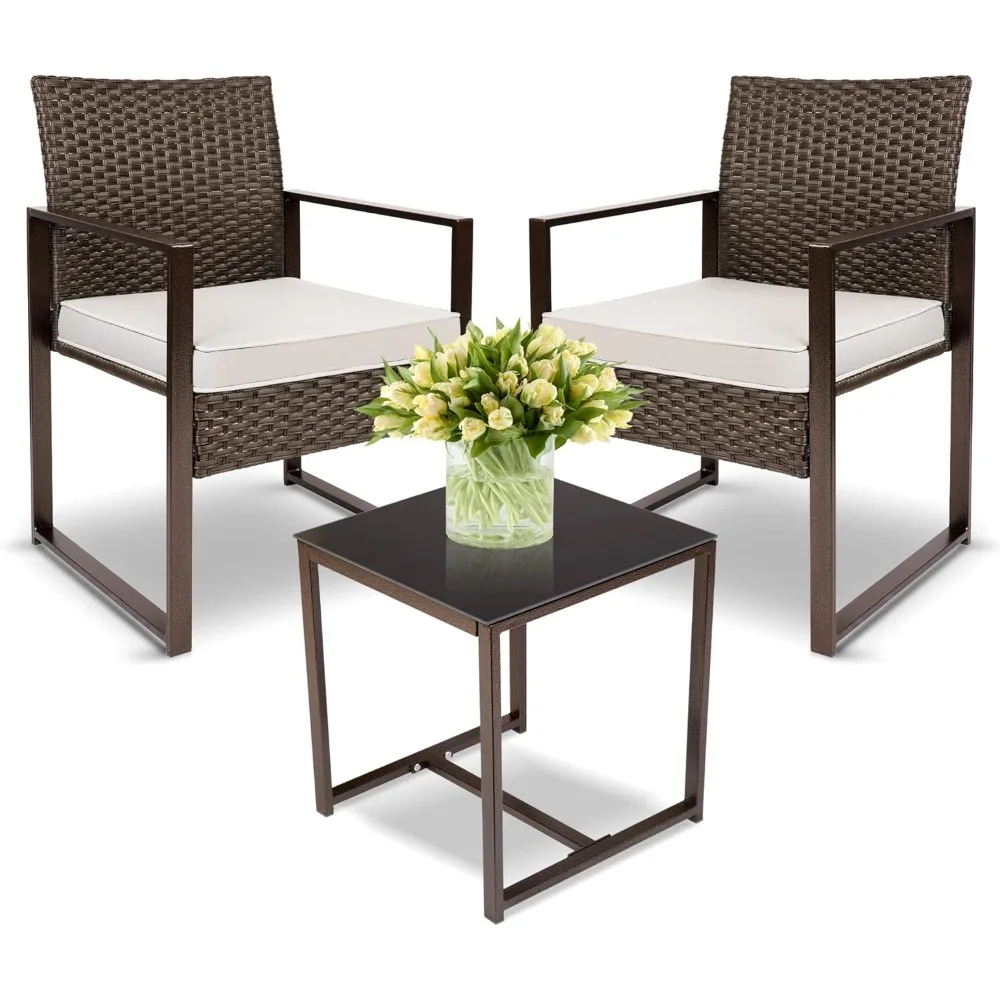 Patio Furniture Set, 3 Pieces,  Garden Conversation Bistro Sets with Coffee Table, Patio Furniture Set