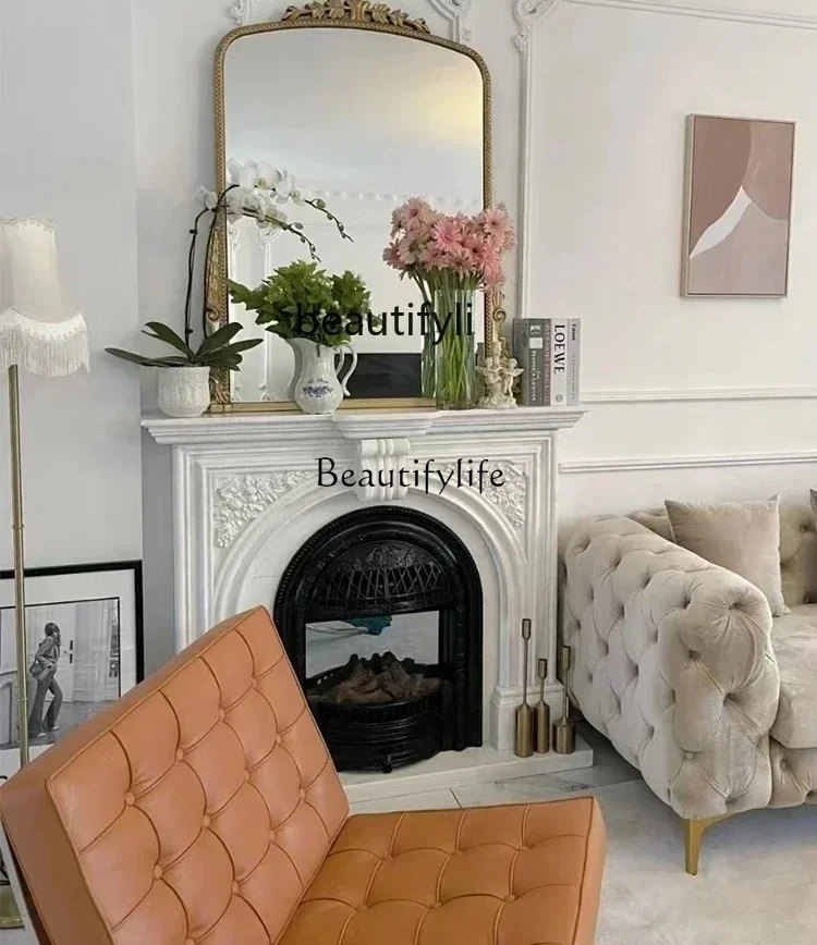 

White Marble Marble Mantelshelf Interior Simple Background Wall Hallway French Stone Curio Cabinet