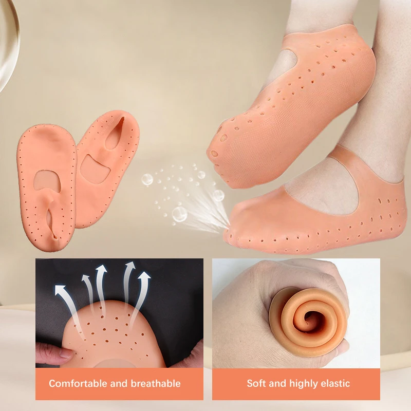 1 Paar Siliconen Voetverzorging Sokken Antislip Anti-Kraken Hydraterende Gel Sokken Gebarsten Dode Huid Verwijderen Protector Pedicure Tools