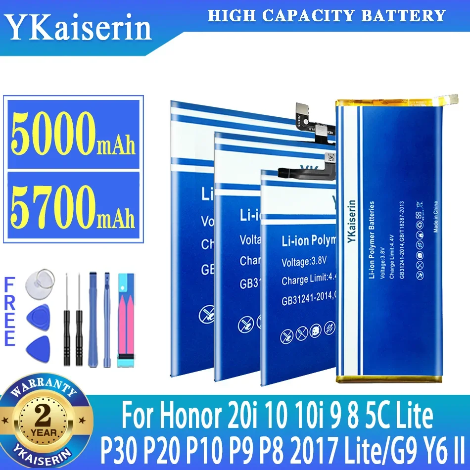 YKaiserin Battery For Huawei P30 P20 P10 P9 P8 2017 Lite P20Lite P10Lite P8Lite P9Lite For Honor 20i 10 10i 9 8 5C Lite G9 Y6 II