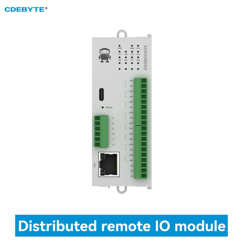 8AI Distributed Remote IO Module Differential Voltage 0-5V/0-10V/±10V RS485 Ethernet CDEBYTE M31-XGXX0800G Modbus Easy Expansion