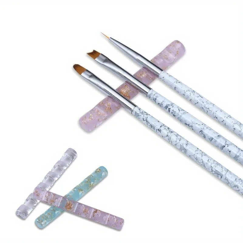 2Pcs 5Grids Acrylic Nail Brush Holder Transparent UV Gel Painting Pen Stand Colorful Nail Art Brush Display Rack Manicure Tool