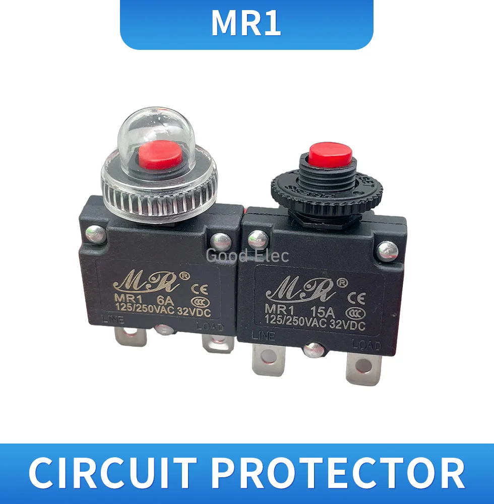 MR1 circuit Breaker+waterproof cover 3A,4A,5A,6A,7A,8A,10A,15A,18A,20A,25A,30A  thermal switch overload protector push button