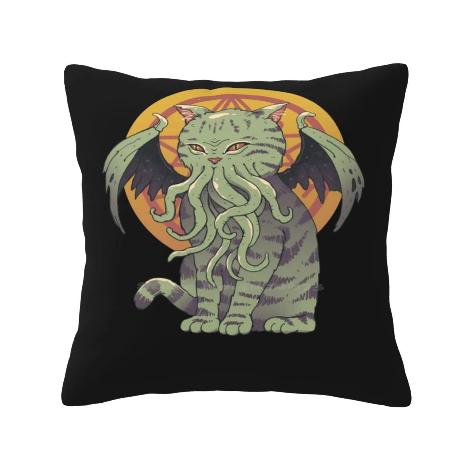 Cathulhu Home Sofa Car Cushion Cover Pillowcase Cats Cthulhu Animals Felines Japanese Art Ukiyo E Halloween Horror Woodblock