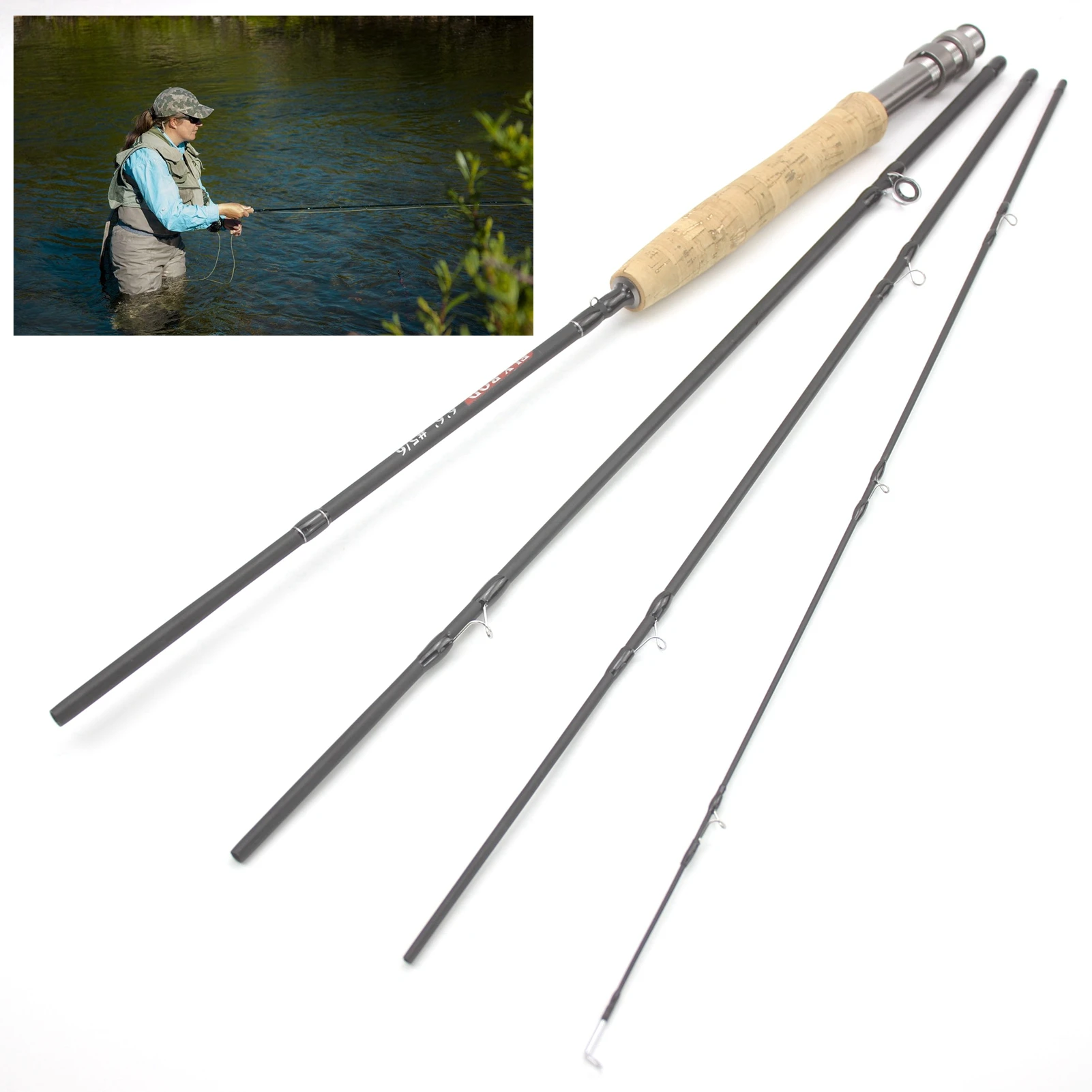 2.1M 7FT Fly Fishing Rod King Fisher Carbon Fiber Ultralight Weight Fly Fishing Rod Lake River Fly Rod Goods for fishing pesca