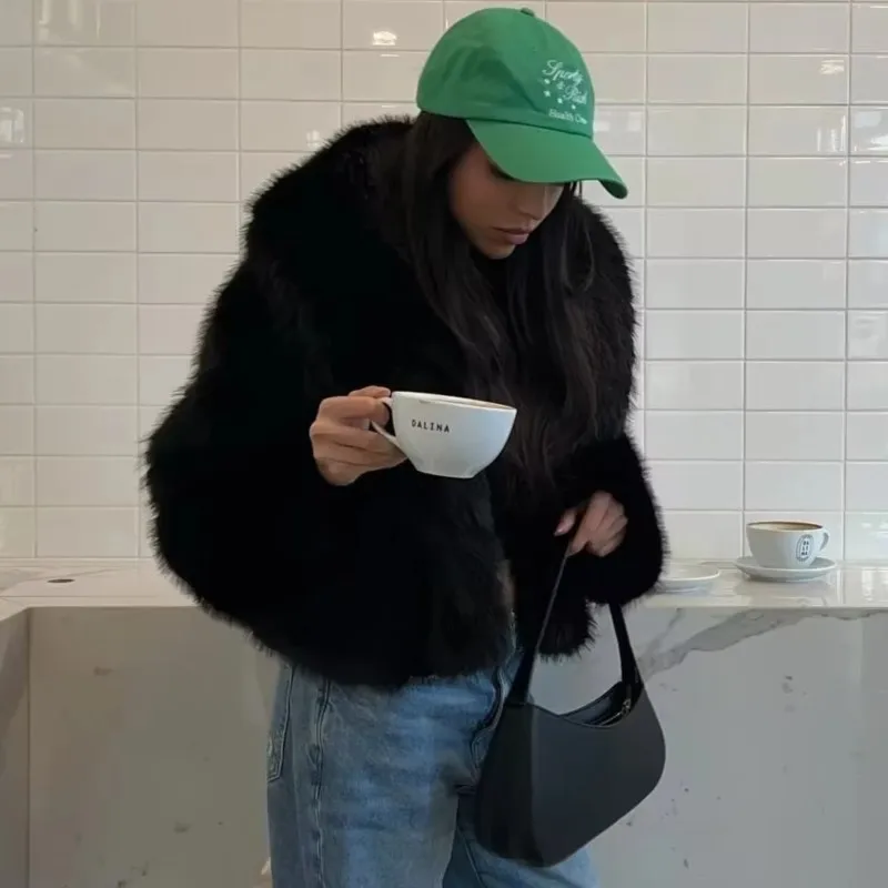 2026 가을 겨울 인조 모피 코트 패션 두꺼운 라펠 폭스 퍼 재킷 고품질 플러시 오버코트 짧은 모피 여성 코트