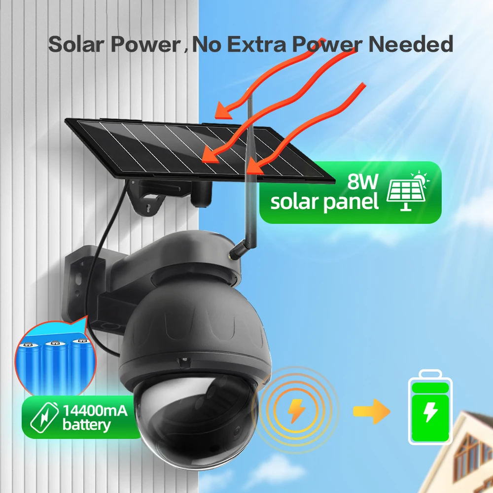 AOV WIFI Solar Camera Outdoor with 940nm Infrared Invisible Night Vision 2K 3MP Metal Housing Solar Powered Security Camera PTZ