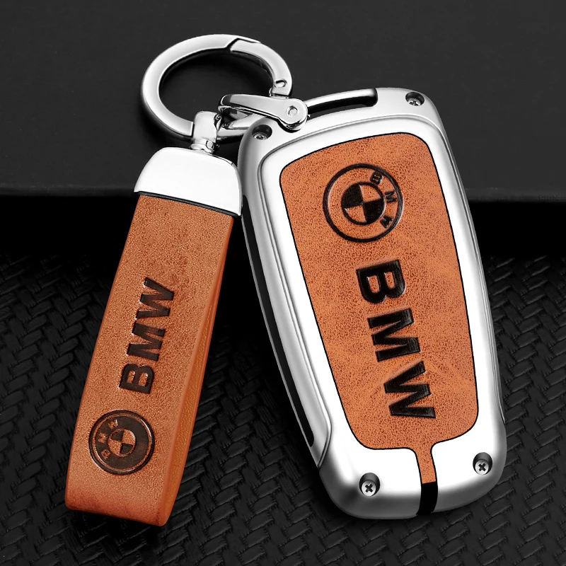 Zinc Alloy Leather Car Key Case Cover Shell For BMW 3 4 5 Series 320i 530i 550i F20 F21 F30 F31 F25 F01 F02 Keychain Accessories