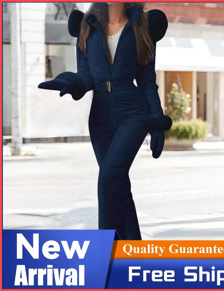 

Winter Outdoor Sports Jumpsuit Insulated Winter Outdoor Ski Jacket and Pants for Women