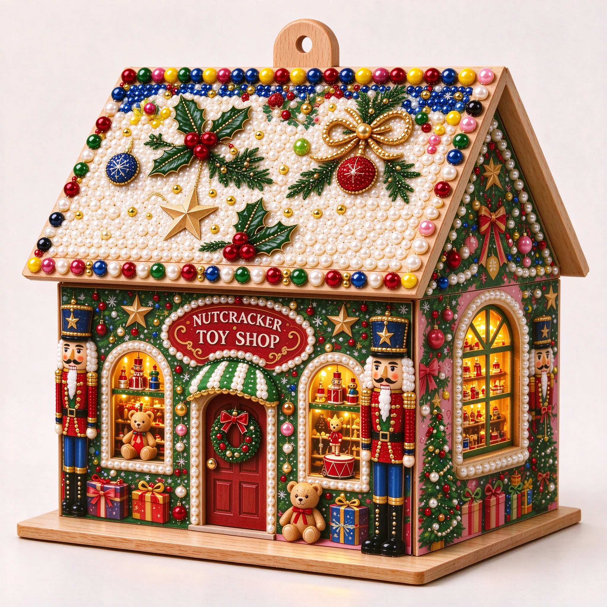 Kit per pittura a mosaico con diamanti a tema natalizio 3D, set di artigianato con perline in legno per adulti, decorazioni natalizie fai-da-te per la casa, centrotavola festivo per le vacanze.
