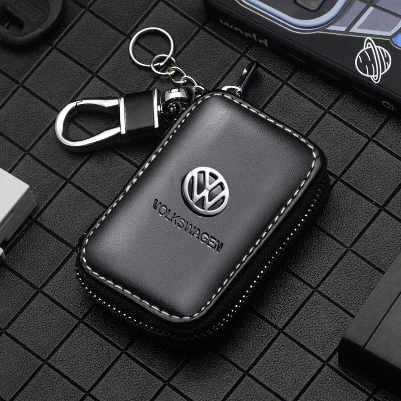 Leather Car Key Bag Keychain Protective Case for Volkswagen Passat Santana Touareg Tiguan Golf Jetta Beetle Scirocco POLO CC MK7