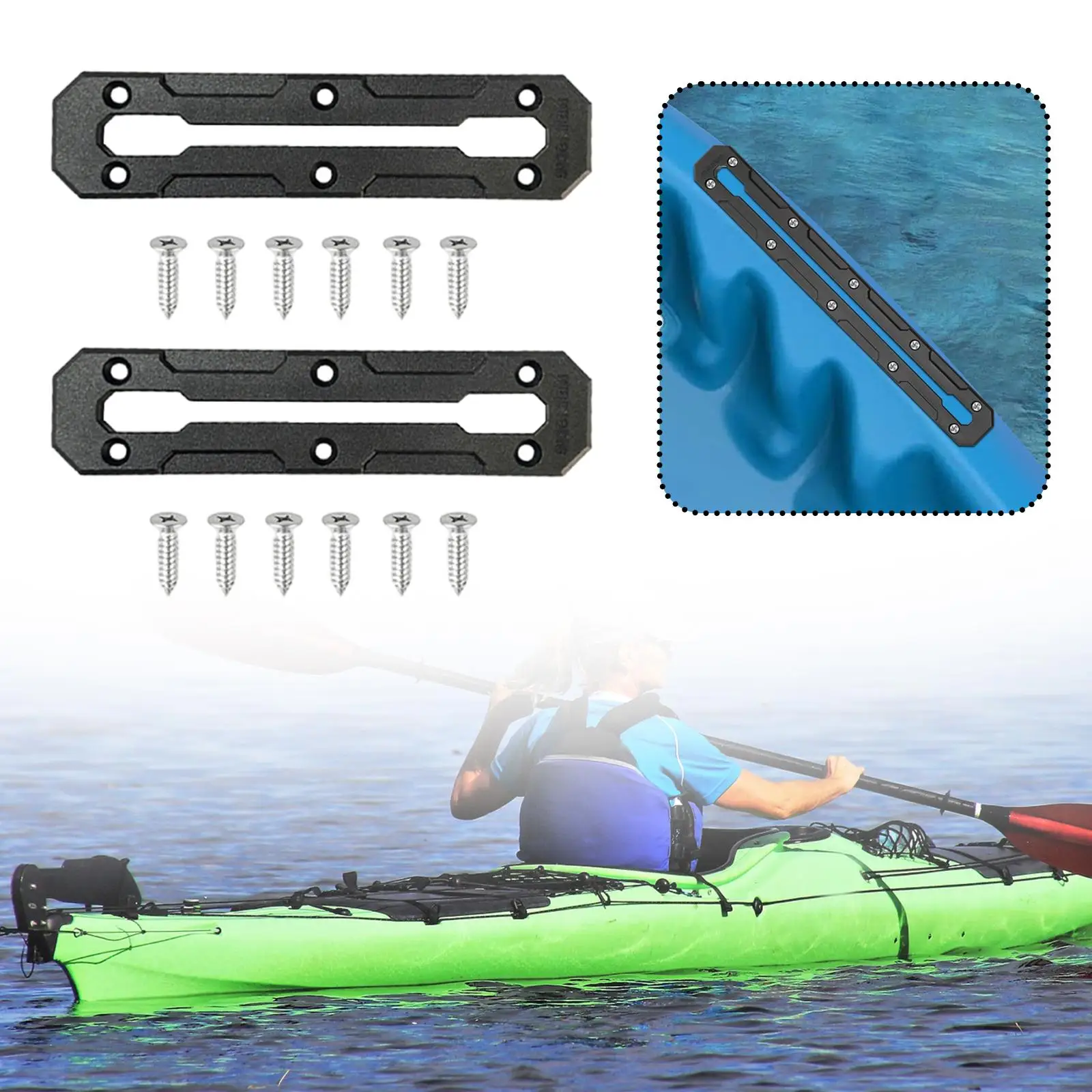 2 Pieces Kayak Track Rail Track Kayak Low Profile Track Accessories Kayak Gear Track Mount for Anchor Cleats Fishing Enthusiast