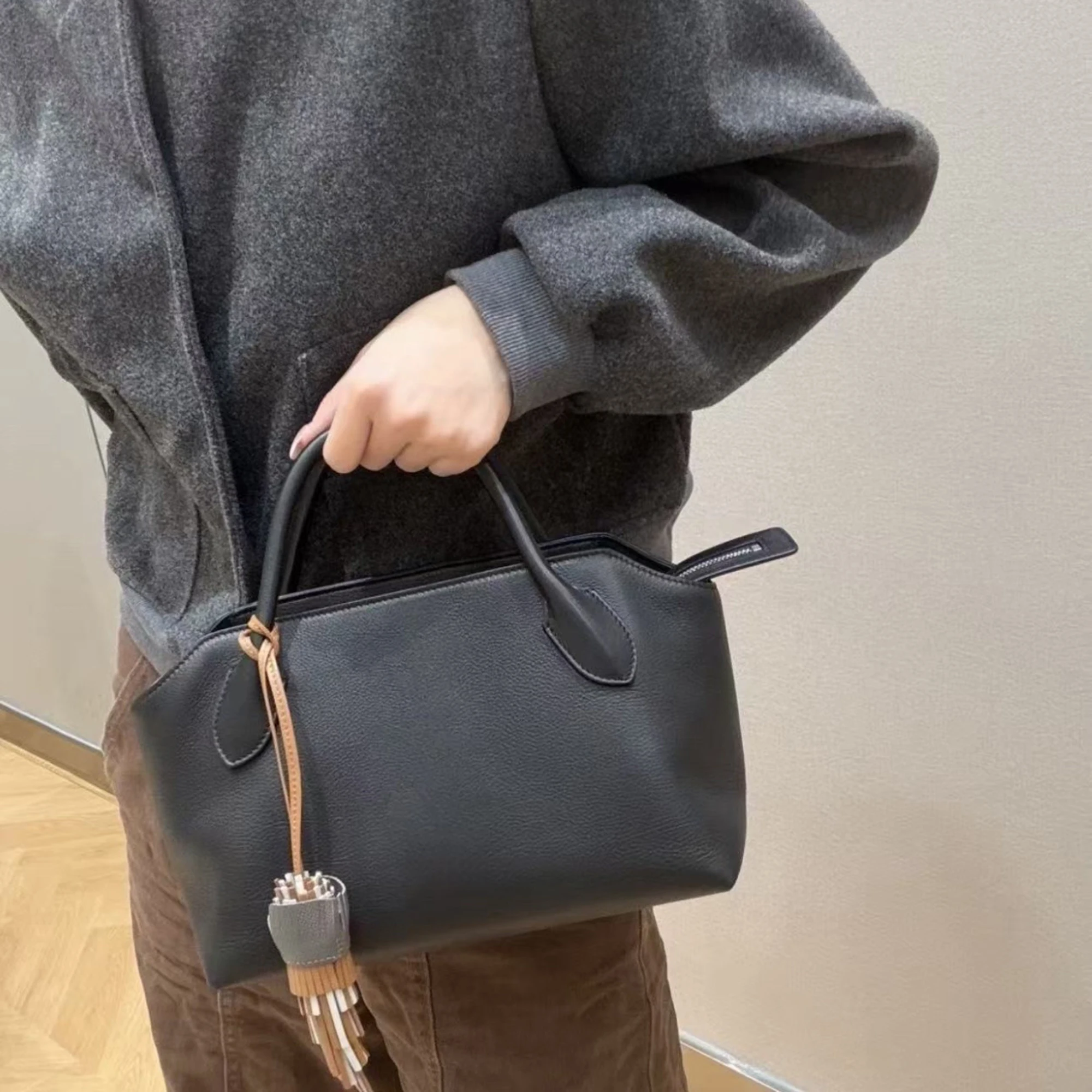 CKKUI Casual Classic Lightweight Genuine Leather High Quality Tote Handbag Women's Shopping Daily Commute Vintage Shoulder Bag