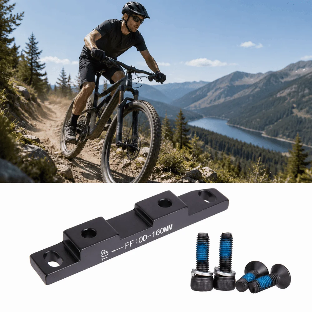 Aluminum Alloy Disc Brake Caliper Adapter for 140mm/160mm Rotor Flat Mount Disc Brake Adaptor with Spacers and Screws view 2