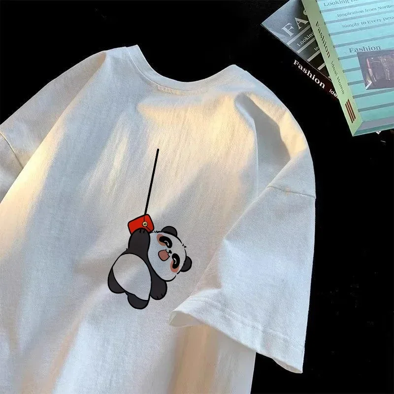 

Panda Cute Print Women T-Shirt Clothes Summer Retro Casual Loose Short Sleeved Clothing Original Breathable Unisex T-shirt Top