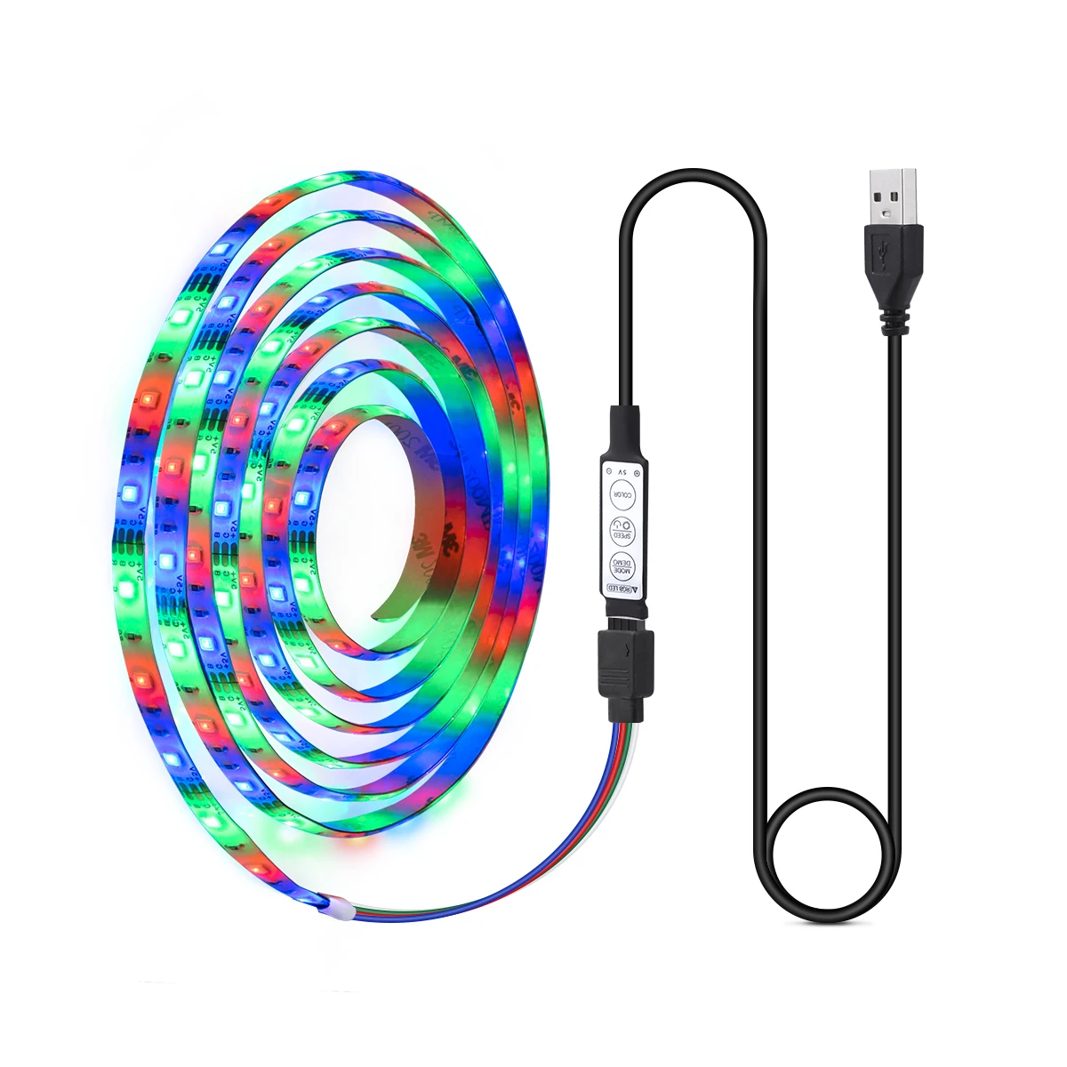 

2835 USB 5V LED Lights Strip Colorful Mini 3 Keys Control RGB LED TV Light Flexible Ribbon Diode Tape Lamp Room Decor Backlight