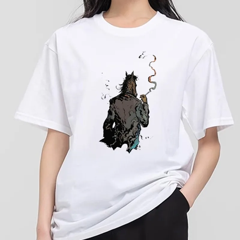 B-BoJack H-Horseman T Shirt Men Couple Combination Clothes Short Sleeve Collar Fashion T-shirt Women Cotton